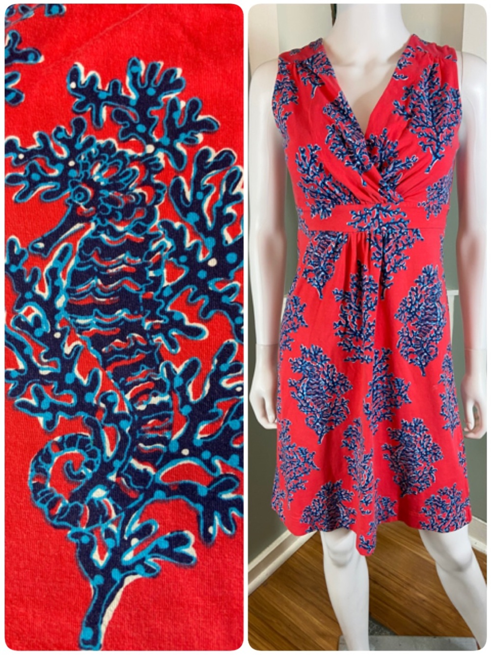 Lilly Pulitzer Jia Seahorse Coral Siesta Sleeveless Mini Dress Small S Cotton
